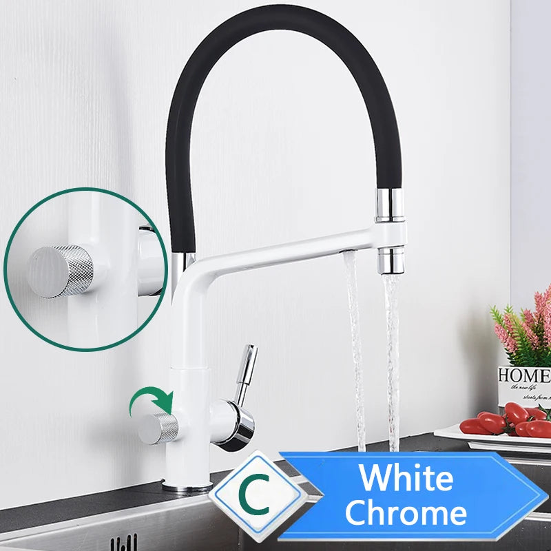 Rozin Purification Kitchen Faucets Black Pull Out Kitchen Water Filter Tap 3 Way Mixer torneira para cozinha de parede Crane
