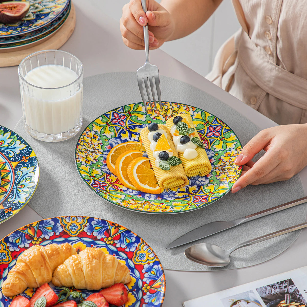 vancasso 6/12 Piece Porcelain Dinner Plates Crockery Breakfast Plate Set Scratch Resistant Flat Plates Dinnerware Set for 6