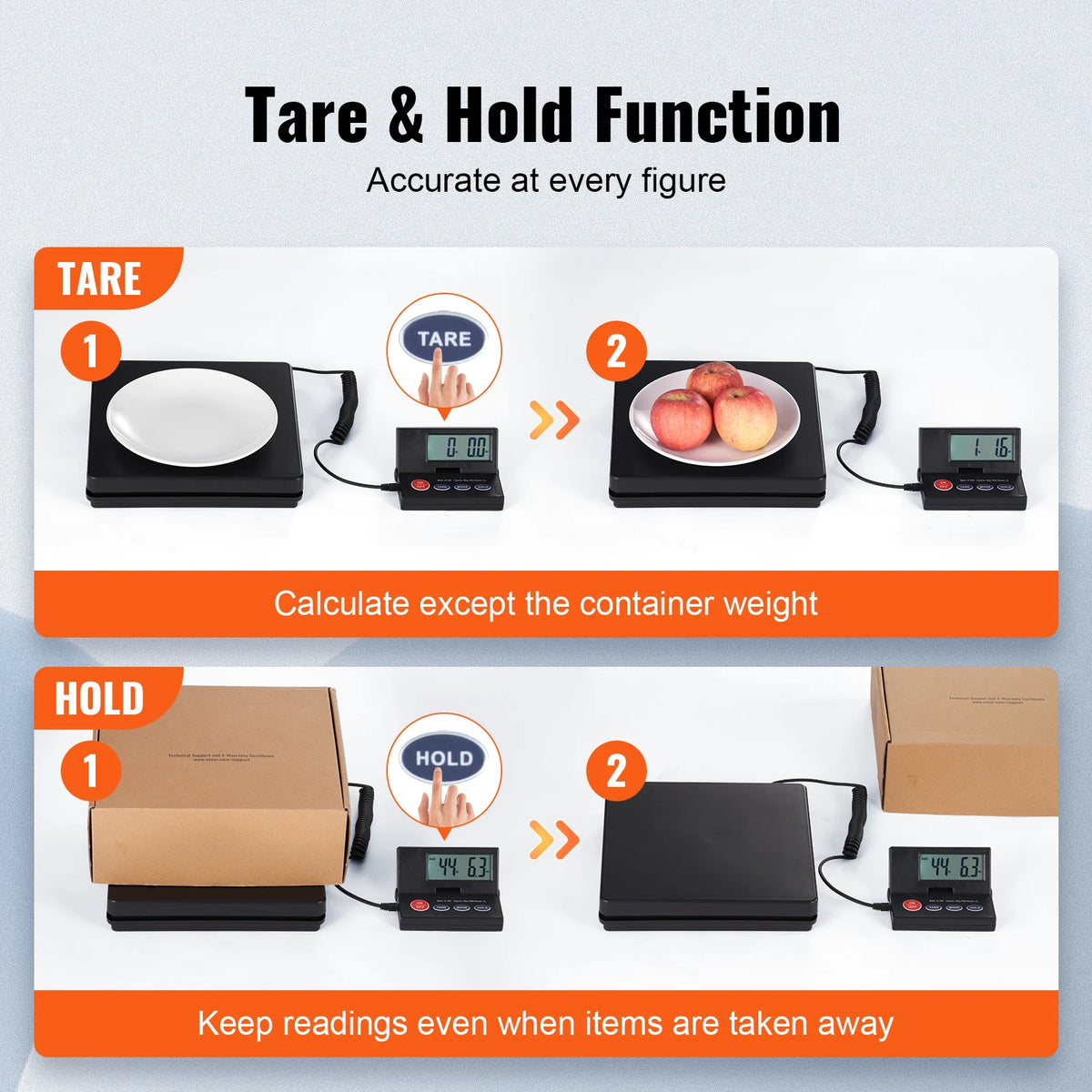 SucceBuy 110 lbs Digital Postal Shipping Scale with Timer 90° Foldable LCD Screen AC/DC Powered Package Scale for Laggage Home