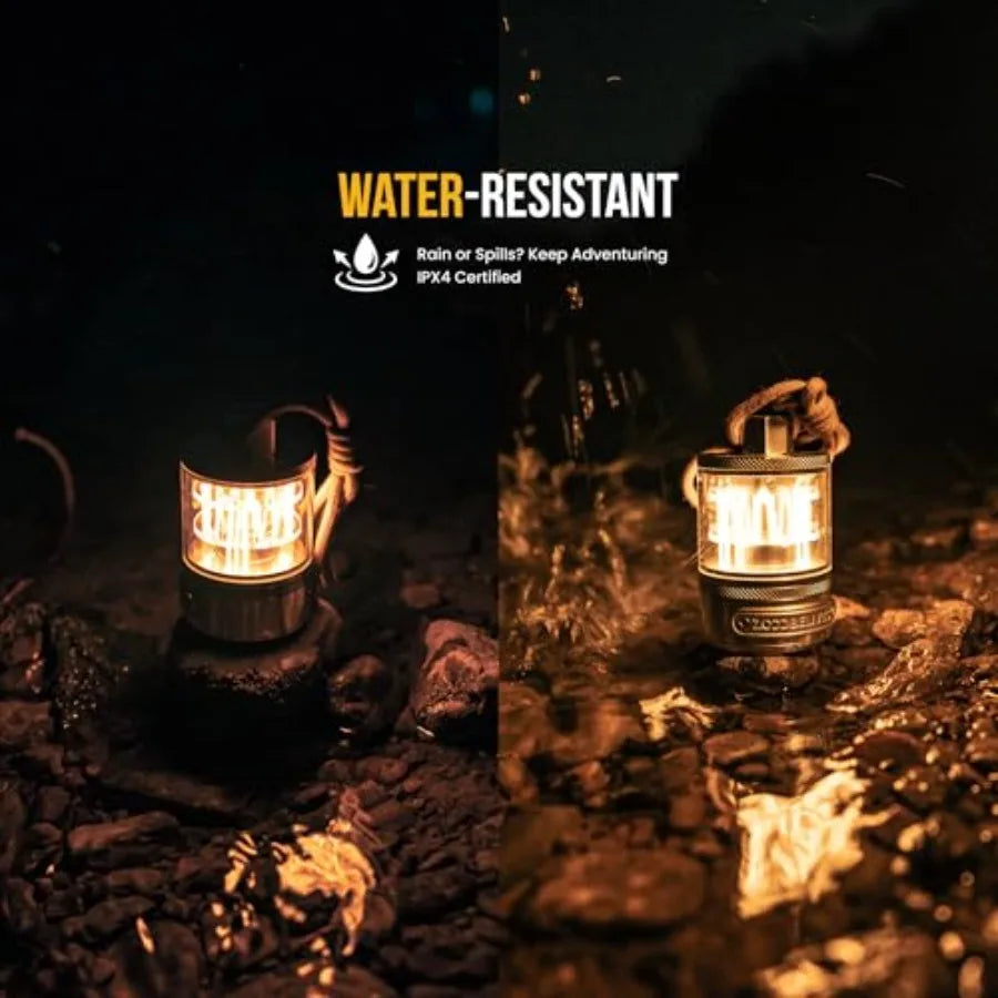 Vintage Aluminum Camping Lantern Light - Dimmable Warm Glow Lamp Handcrafted Alloy USB-C 72H Runtime IPX4 Waterproof for Hiking