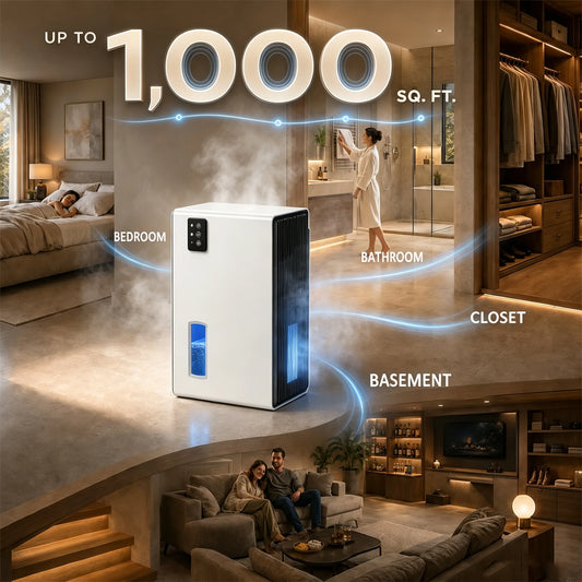 Home Portable Quiet Dehumidifier Semiconductor Moisture Remover 34OZ Daily Dehumidification Auto Stop Design For Bedroom Bathroom Wardrobe Small Apartment