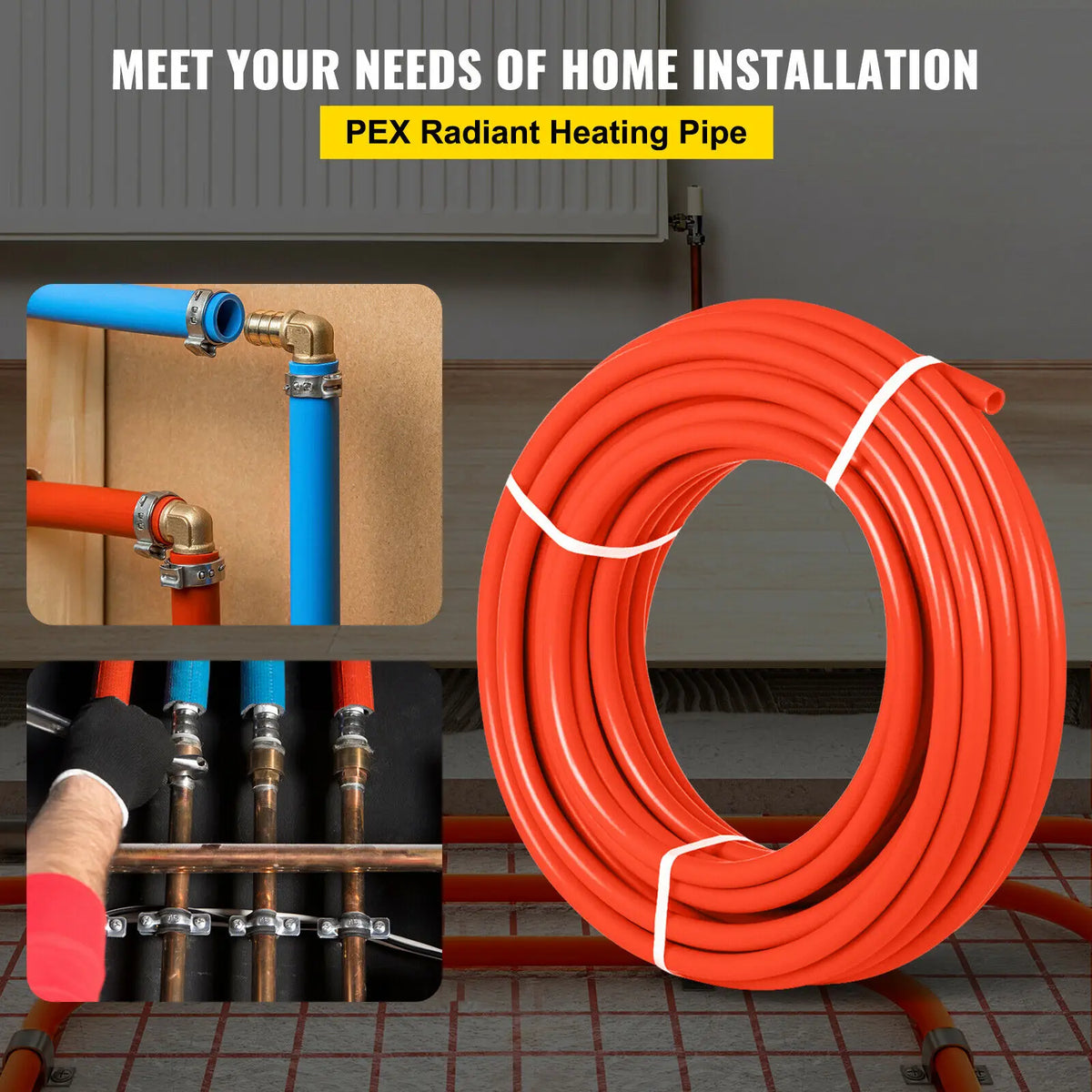 SucceBuy 1/2Inch x 1000ft Pex Tubing Oxygen Barrier O2 Red Radiant Floor Pipe Heating Systems-Pex Hot And Cold Water Pipe