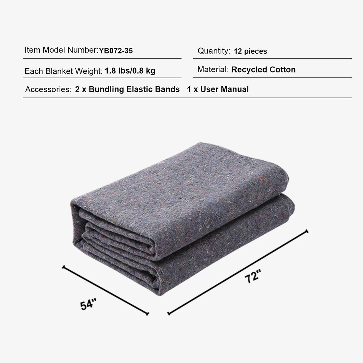 SucceBuy 12/24Packs Moving Blanket Recycled Cotton Heavy Duty Packing Shipping Mover Pads for Protect Furniture Floor Appliances
