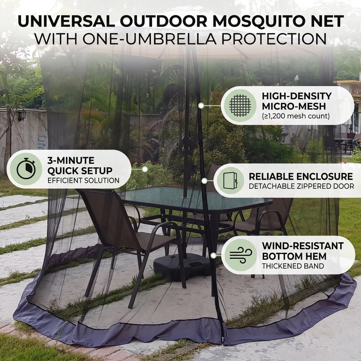Patio Umbrella Screen Patio Umbrella Netting 230CM Height Polyester Mesh Parasol Protective Screen Fit 250-300CM Umbrellas