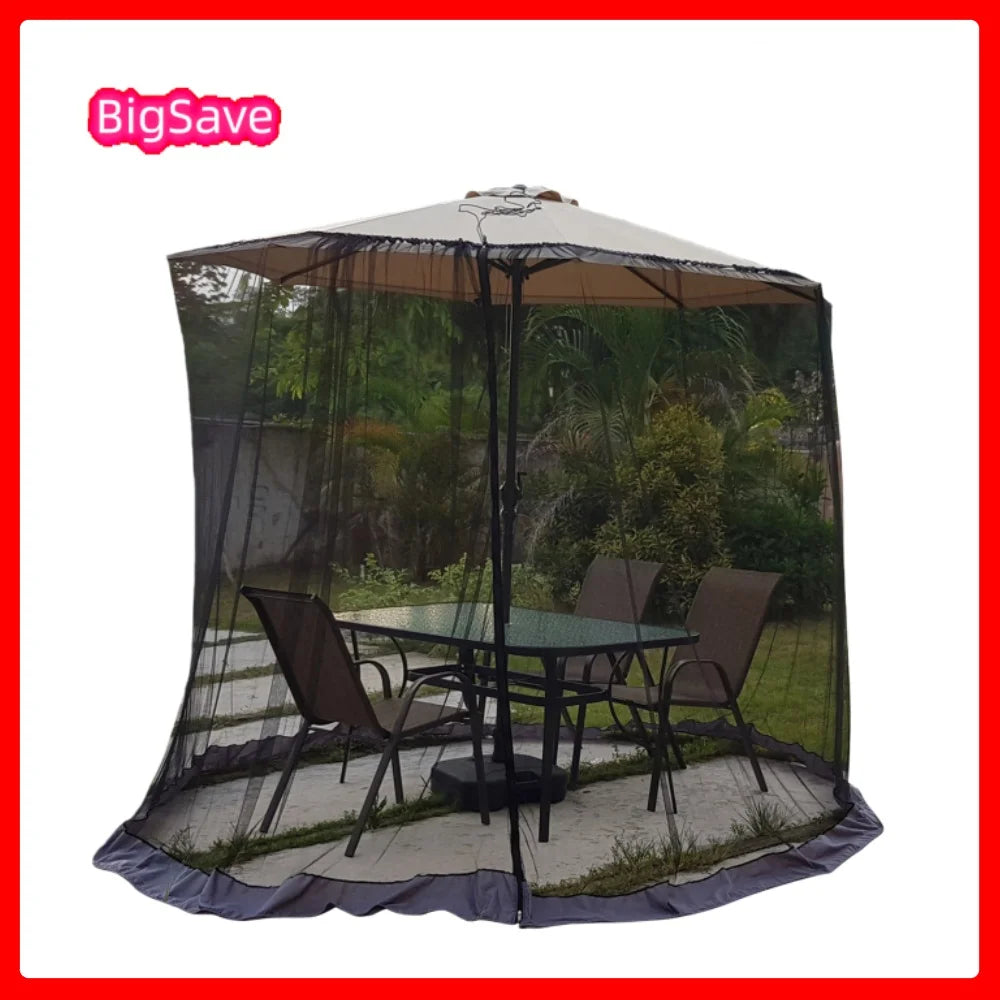 Patio Umbrella Screen Patio Umbrella Netting 230CM Height Polyester Mesh Parasol Protective Screen Fit 250-300CM Umbrellas
