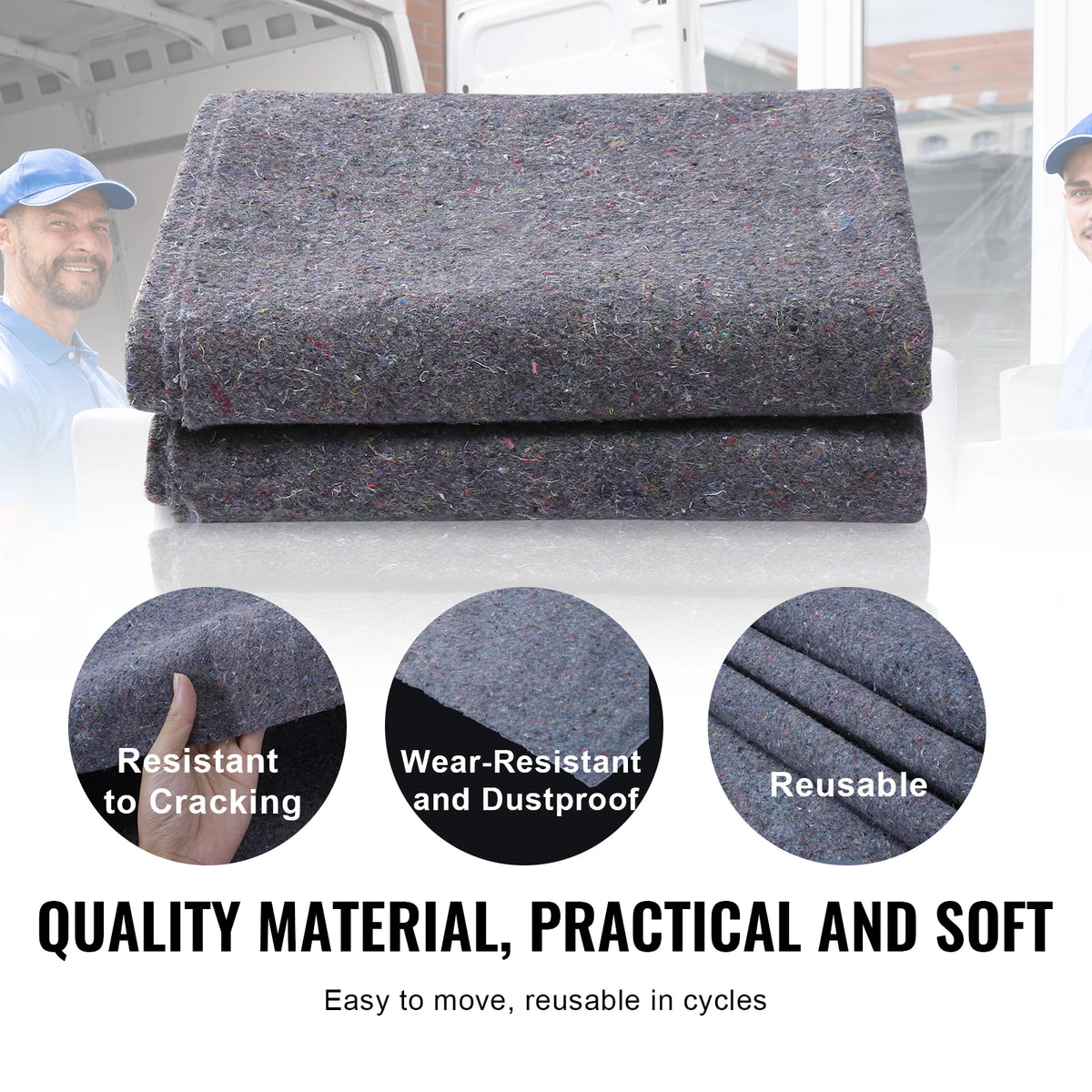 SucceBuy 12/24Packs Moving Blanket Recycled Cotton Heavy Duty Packing Shipping Mover Pads for Protect Furniture Floor Appliances