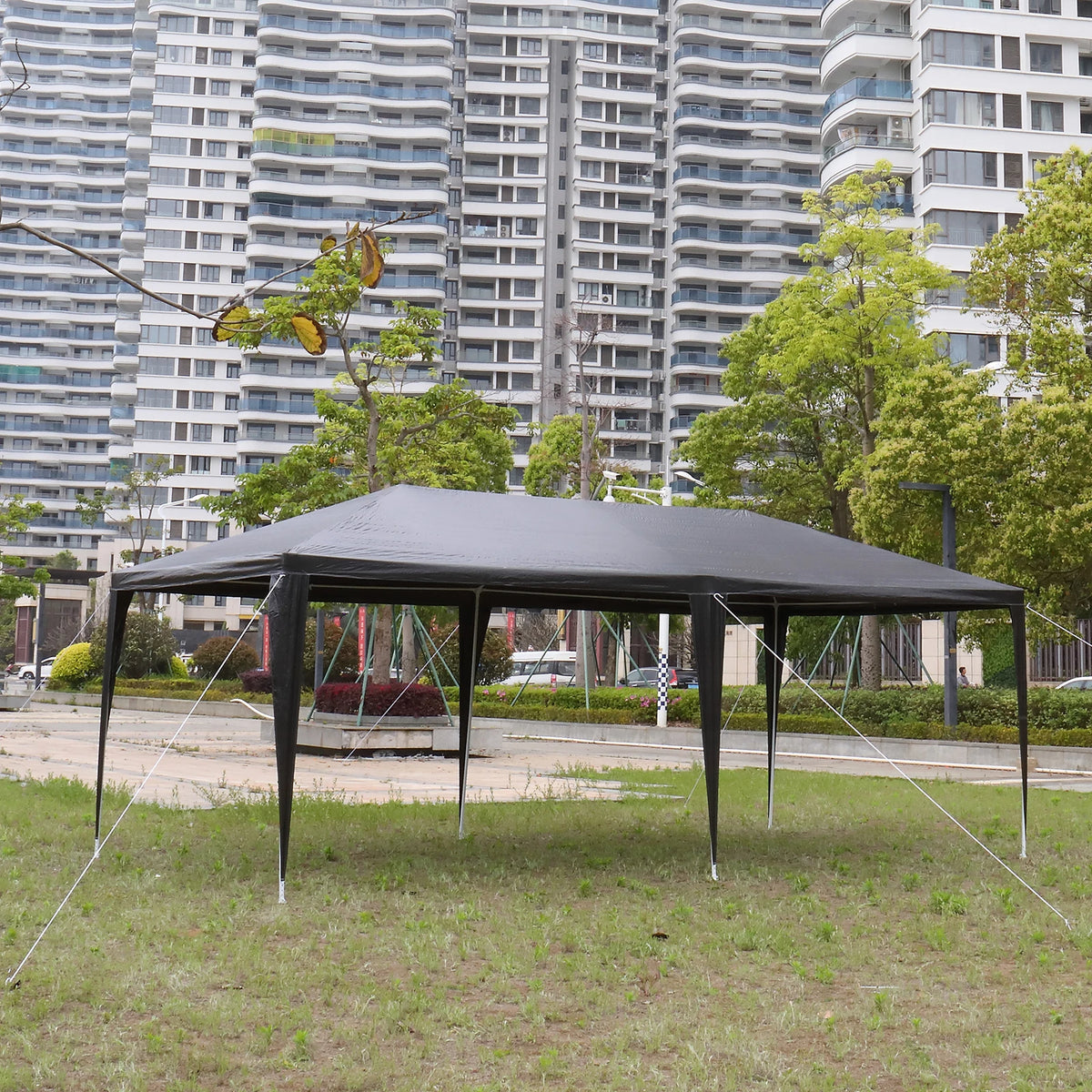 10 x 20 ft Outdoor Party Tent with 6 Removable Sidewalls Waterproof Canopy Patio Wedding Gazebo Heavy Duty Iron Frame Black