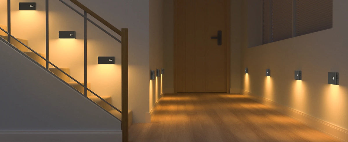 WILLED Motion Sensor Wireless Stair Lights Indoor Battery Rechargeable Night Lights for Stairway Hallway Kitchen Cabinet Bedroom