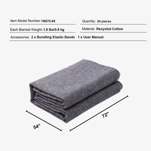 SucceBuy 12/24Packs Moving Blanket Recycled Cotton Heavy Duty Packing Shipping Mover Pads for Protect Furniture Floor Appliances