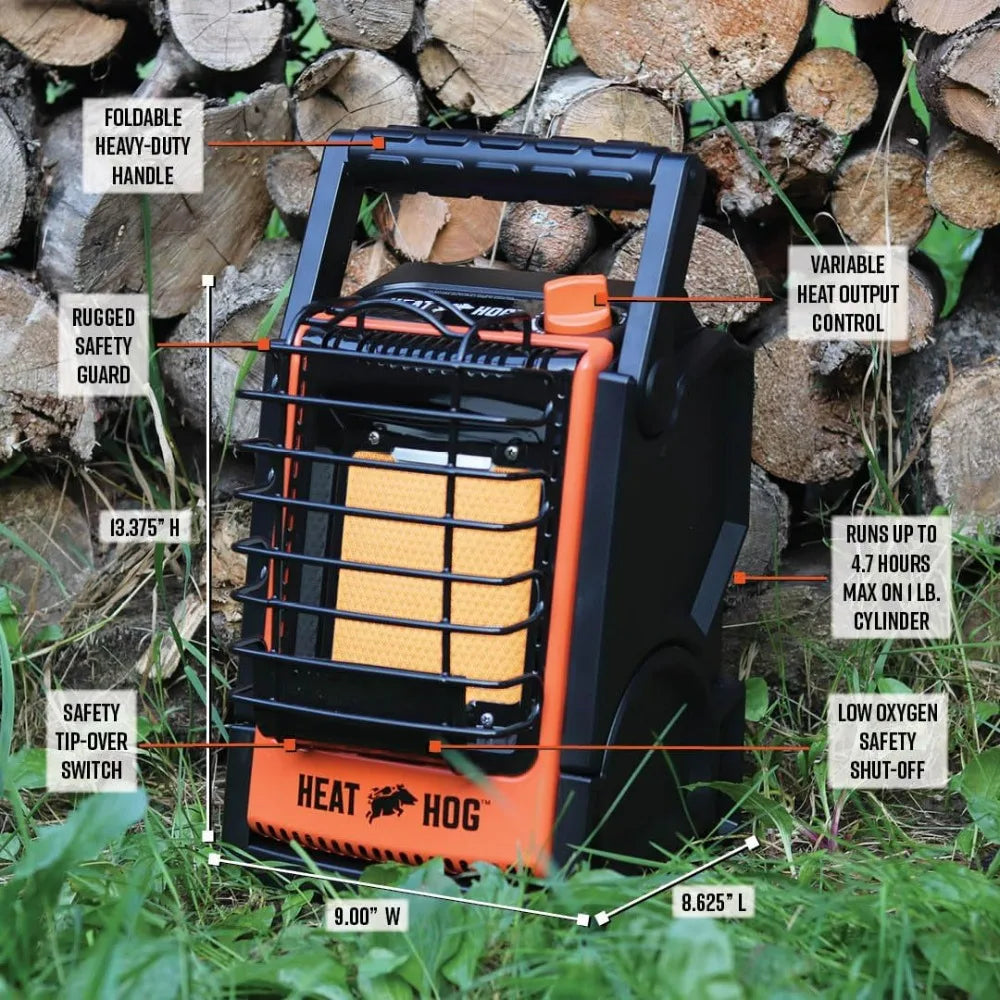 Heat Hog 9000 BTU Propane Radiant Space Heater Portable Tiltable Gas Powered For Indoor Outdoor Garage Camping RVs