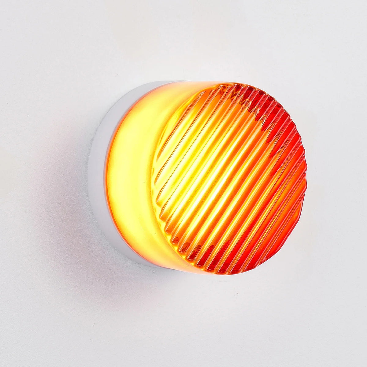 ARLGSITE 5.1-Inch Orange-Red Bathroom Wall Light with Minimalist, Thick Ribbed Glass Shade – Ideal for Home Decor