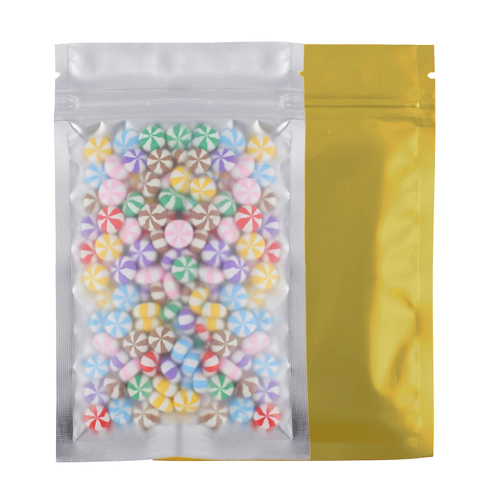 Eco-friendly Self Seal Bags Frosted Clear Zip Lock Pouch Heat Sealing Aluminum Foil Mylar Pouches Reusable Zip Food Storage Bag