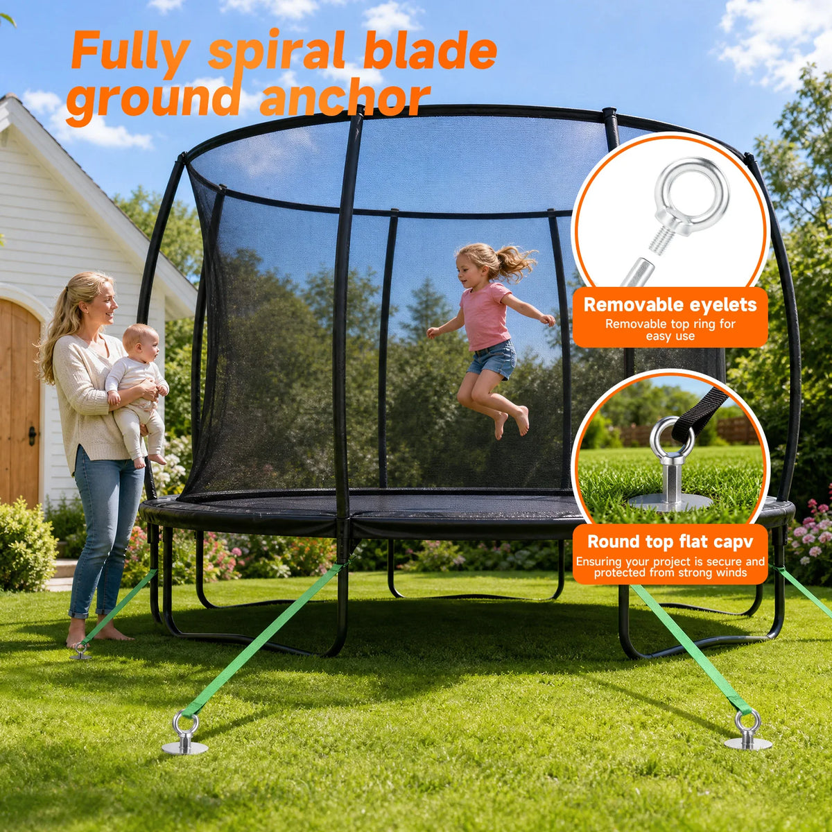 15-Lnch Heavy-Duty Spiral Earth Anchor Suitable For Tents Trampolines Outdoor Stakes Garden Posts And Safety Anchoring - Sliver