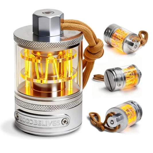 Vintage Aluminum Camping Lantern Light - Dimmable Warm Glow Lamp Handcrafted Alloy USB-C 72H Runtime IPX4 Waterproof for Hiking