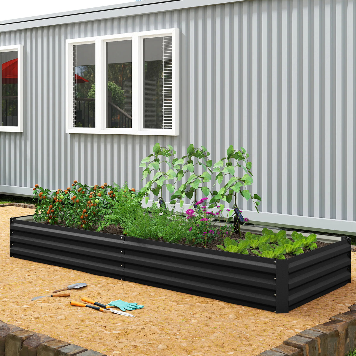 Galvanized Raised Garden Bed Metal Planter Box Easy Quick Setup