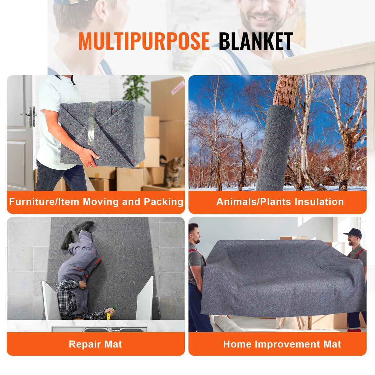 SucceBuy 12/24Packs Moving Blanket Recycled Cotton Heavy Duty Packing Shipping Mover Pads for Protect Furniture Floor Appliances