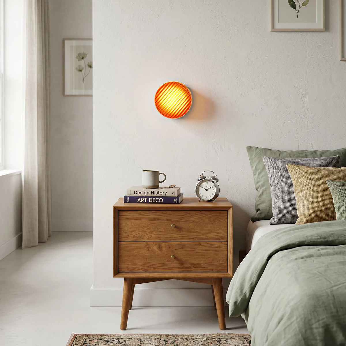 ARLGSITE 5.1-Inch Orange-Red Bathroom Wall Light with Minimalist, Thick Ribbed Glass Shade – Ideal for Home Decor