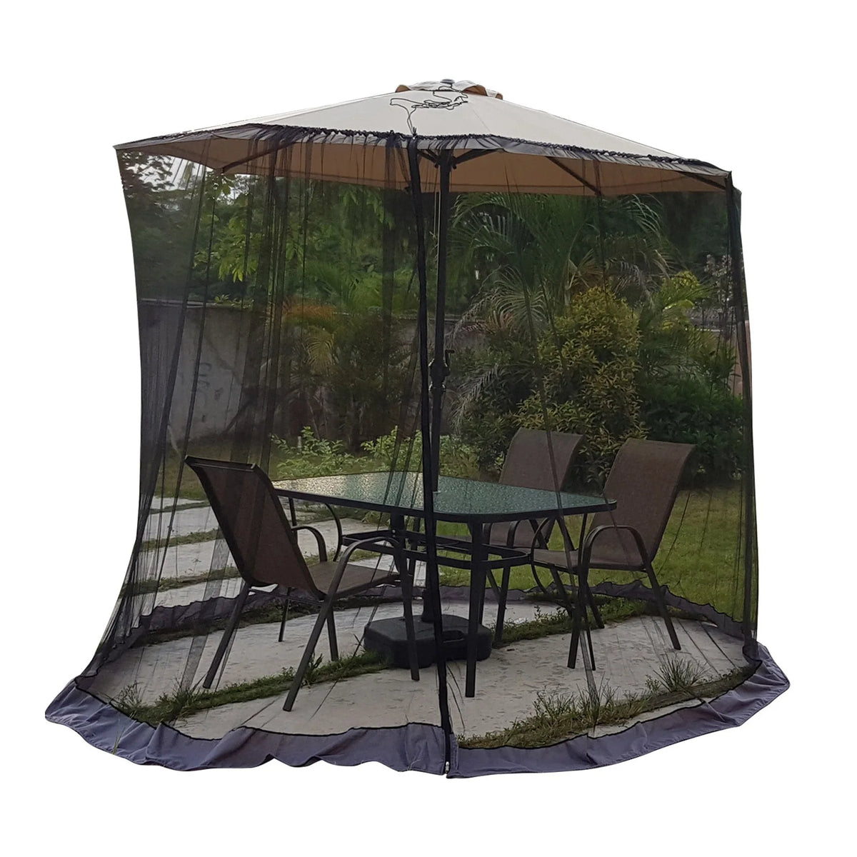 Patio Umbrella Screen Patio Umbrella Netting 230CM Height Polyester Mesh Parasol Protective Screen Fit 250-300CM Umbrellas